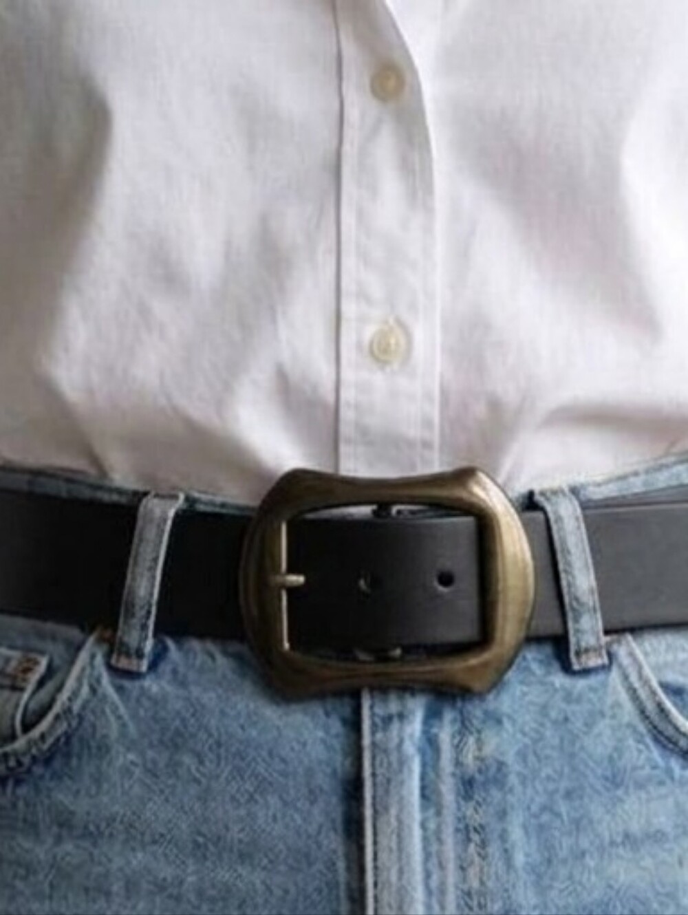 Dolce & Gabbana | Vintage Leather Belt with Curved Bronze Buckle